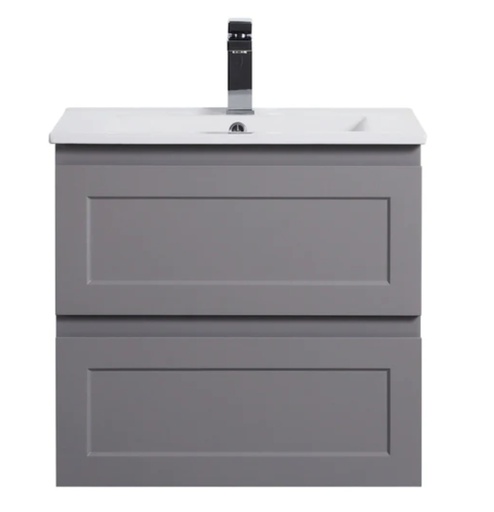 600*460*580mm Matte Grey Vanity With Ceramic Top
