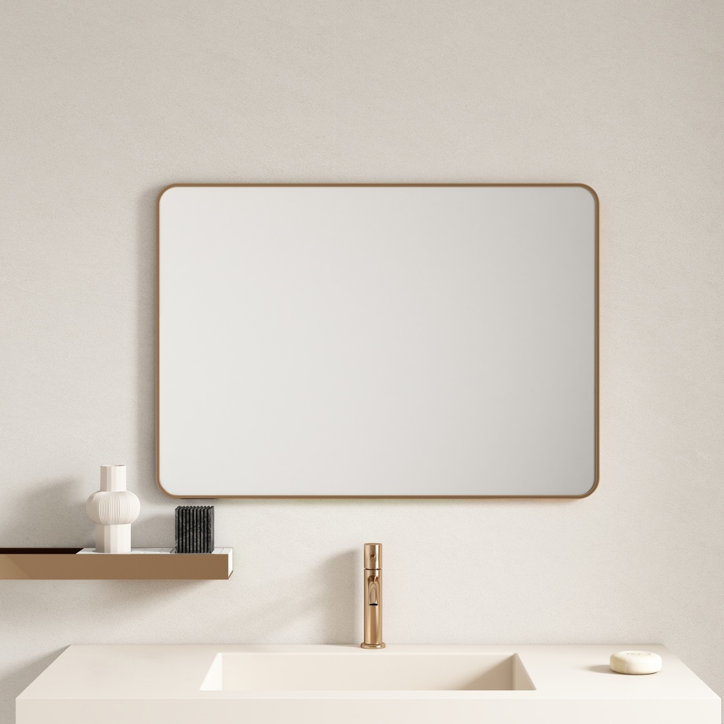 600*750*30mm Brushed Golden Aluminum Framed Rectangular Mirror