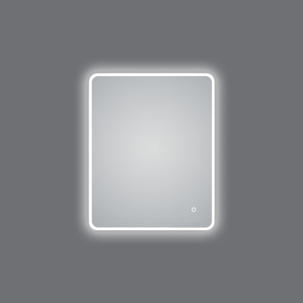 600*750mm Curved Rim Rectangle 3 Color Lighting Acrylic LED Mirror Touch Sensor Switch Wall Mounted Vertical or Horizontal