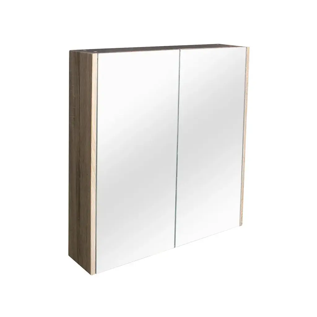 600mm White Oak MDF 2 Doors Pencil Edge Shaving Cabinet