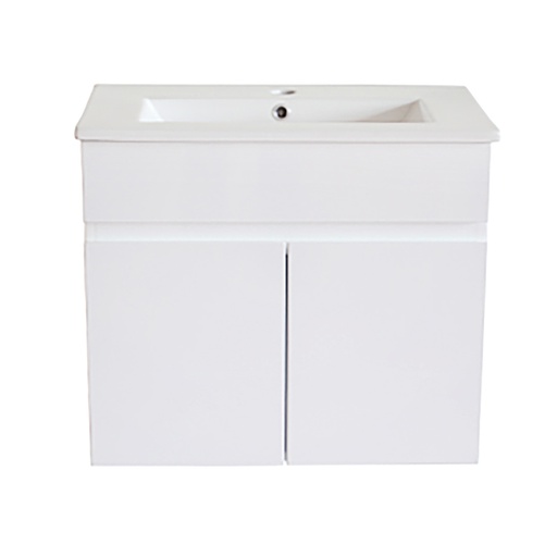 [91001/M63W] 600Lx500Hx350Dmm Gloss White 2PAC MDF 2/DR Wall Hung Vanity