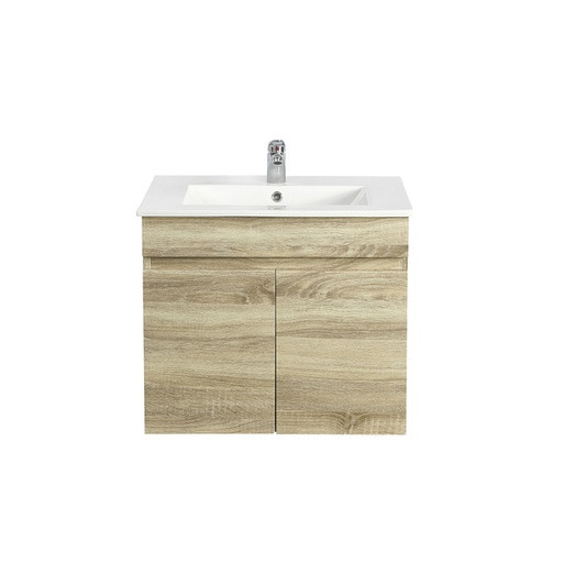 600mm Slim White Oak MDF Wall Hung Bathroom Vanity Cabinet 2 Doors