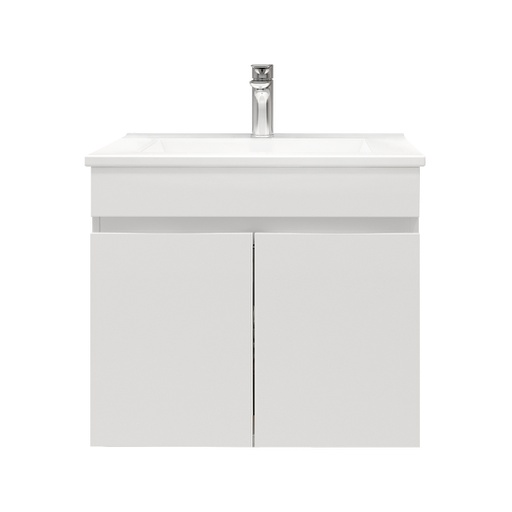 [93144/B64W-MW] 600Lx500Hx450Dmm Matte White MDF Board with PVC Vacuum Filmed 2/DR Wall Hung Vanity