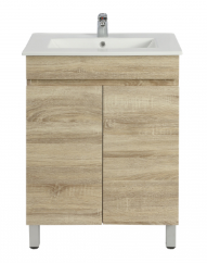 600mm Slim White Oak MDF Freestanding Bathroom Vanity Cabinet 2 Doors