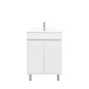 600Lx830Hx450Dmm Gloss White 2PAC PVC 2/DR Freestanding Vanity