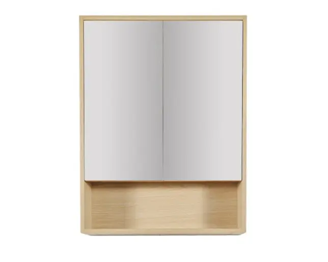 600x150x780mm Hera Tas Oak MDF Shaving Cabinet With Two Doors Two Fixed Shelves