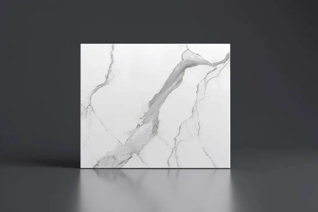602x500x15mm White Marble Look Sintered Stone Top Matte Finish Benchtop