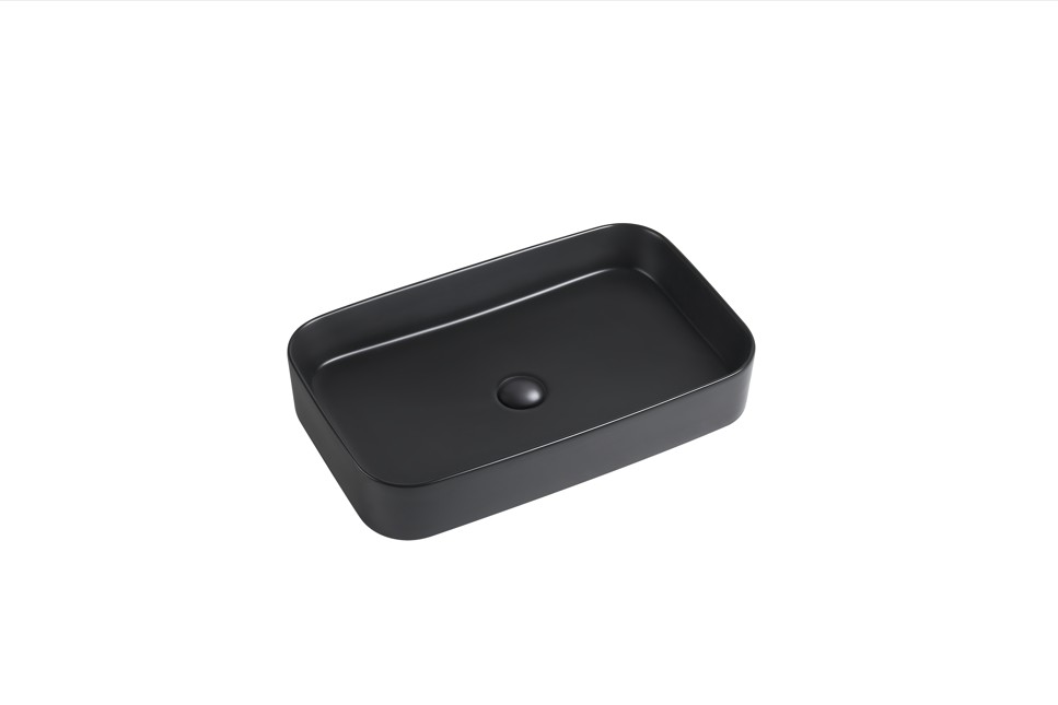 605*375*113mm Matte Black Kliff Fine Ceramic Above Counter Basin No Overflow,32mm Waste
