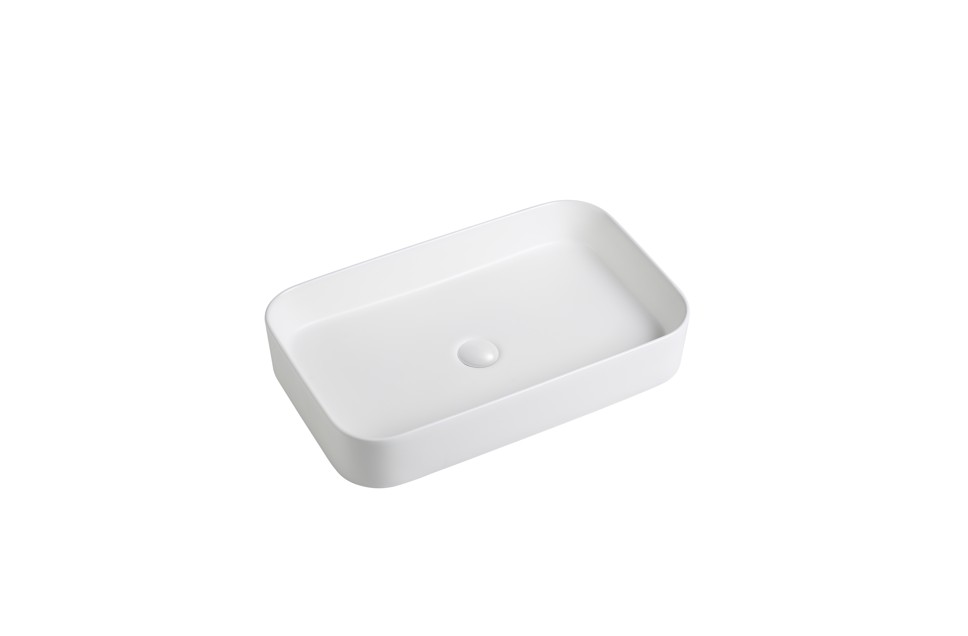 605*375*113mm Matte White Kliff Fine Ceramic Above Counter Basin No Overflow,32mm Waste