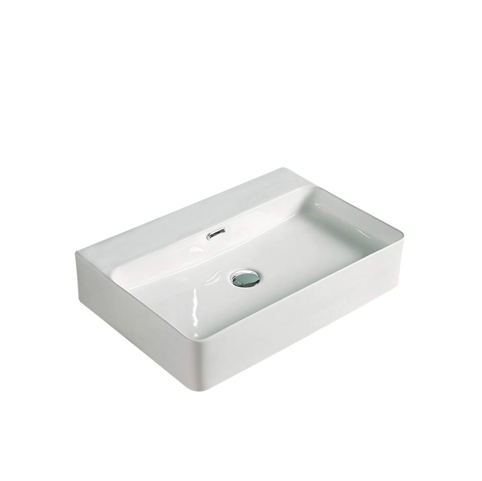 [55507] 605*425*130mm Gloss White Kliff Fine Ceramic Wall Hung/Above Counter Basin Tap Hole With Overflow,32mm Waste,No Tap Hole