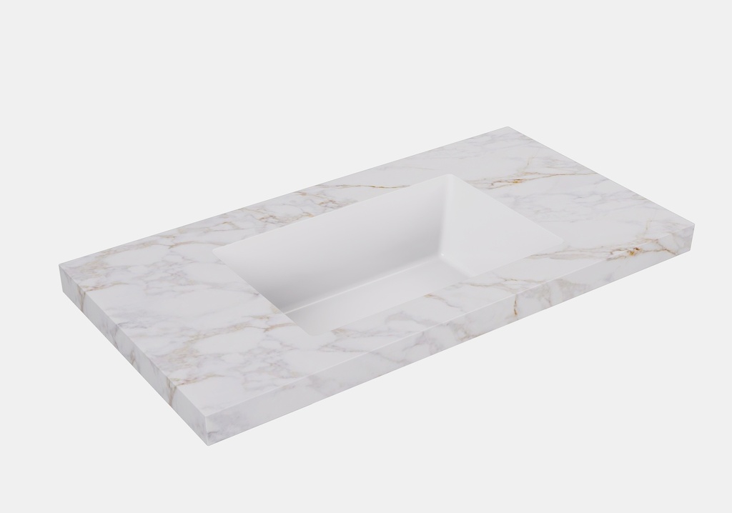 [56431] 605X465X50mm Carrara Gold Sintered Stone Semless Joined With Fine Ceramic Basin Stone Single Bowl No Tap Hole