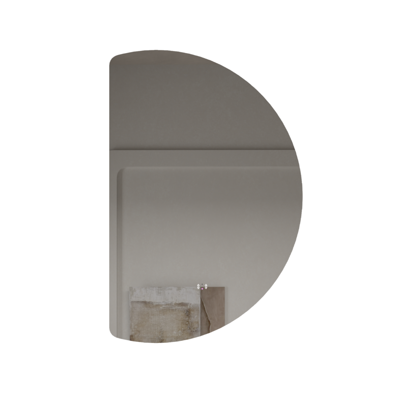 1000mm Half-Moon 3 Color Backlit LED Mirror With Touchless Sensor Switch Flat Left Side