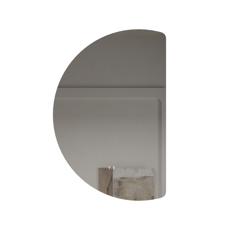 1000mm Half-Moon 3 Color Backlit LED Mirror with Touchless Sensor Switch Flat Right Side