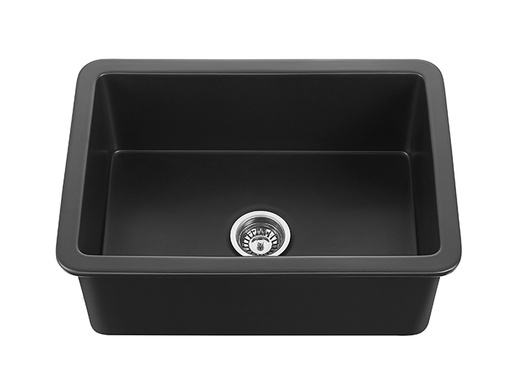 677*470*250mm Matte Black Camden Fireclay Square Insert/Undermound Sinks Bottom Grid & Chrome Basket Waste (FCSW) Included