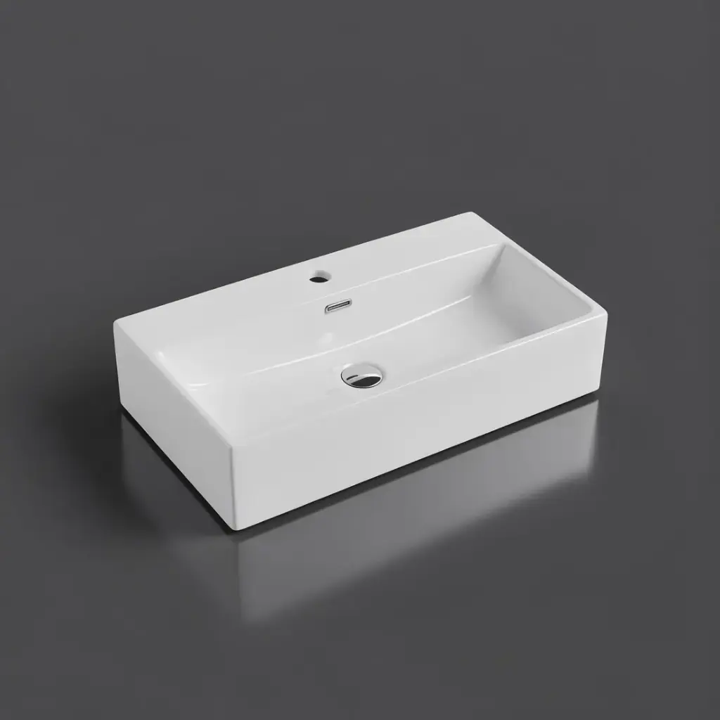 720*380*155mm Wall Hung Rectangular Basin With Mixer Hole