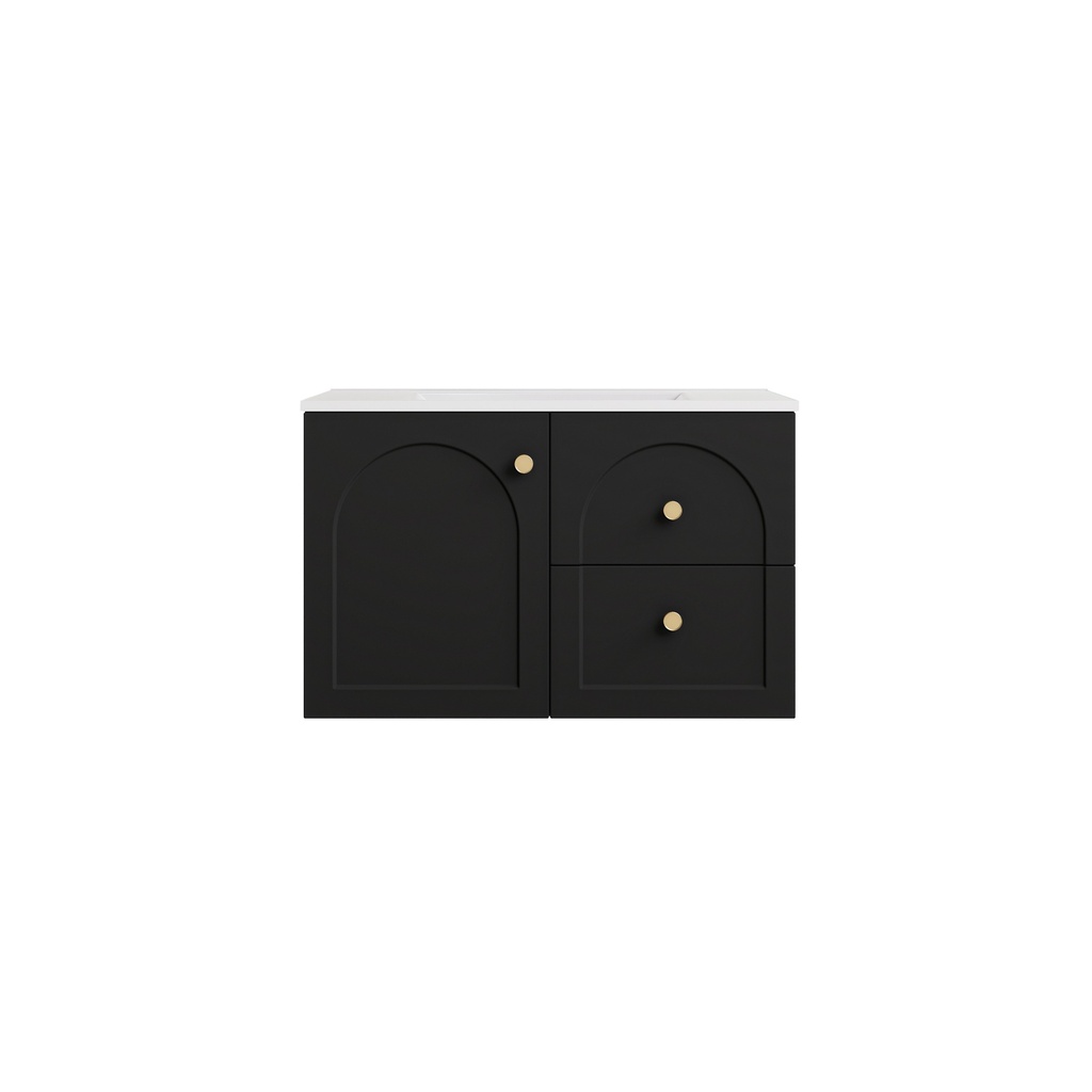 740*455*470mm Matte Black Chester Federation Wall Hung PVC Cabinet,Right Hand Drawers