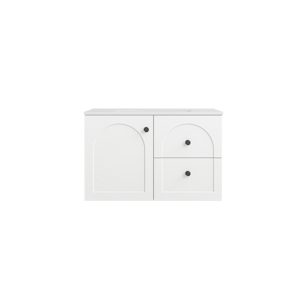 740*455*470mm Matte White Chester Federation Wall Hung PVC Cabinet,Right Hand Drawers