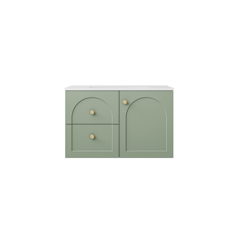 740*455*470mm Olive Green Chester Federation Wall Hung PVC Cabinet,Left Hand Drawers