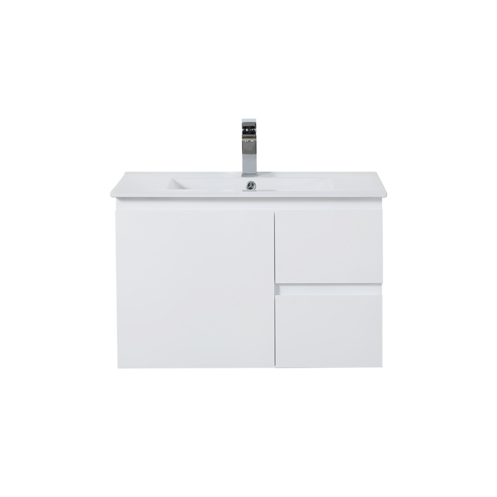 740*455*480mm Gloss White Alpha Wall Hung PVC Vanity,Right Hand Drawers
