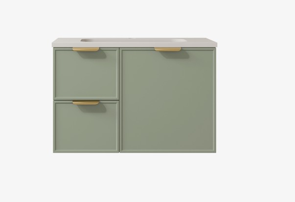 740*455*560mm Olive Green Madura Federation Wall Hung PVC Cabinet,Left Hand Drawers