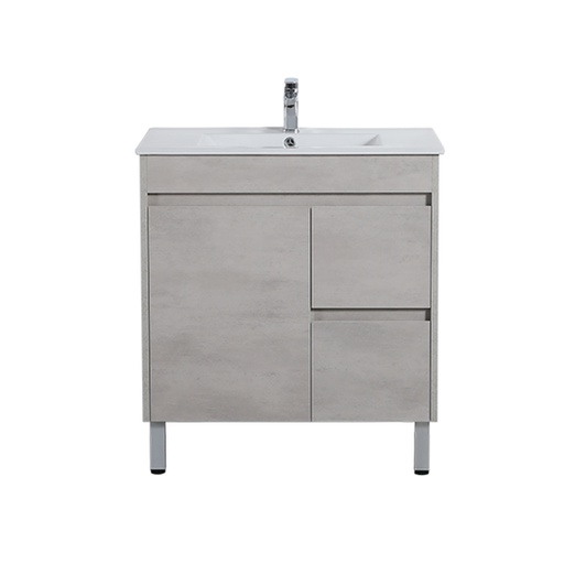 740*455*860mm Nova Poly Wood Concerete Grey Freestanding Vanity With Legs Right Drawer(Cabinet Only)