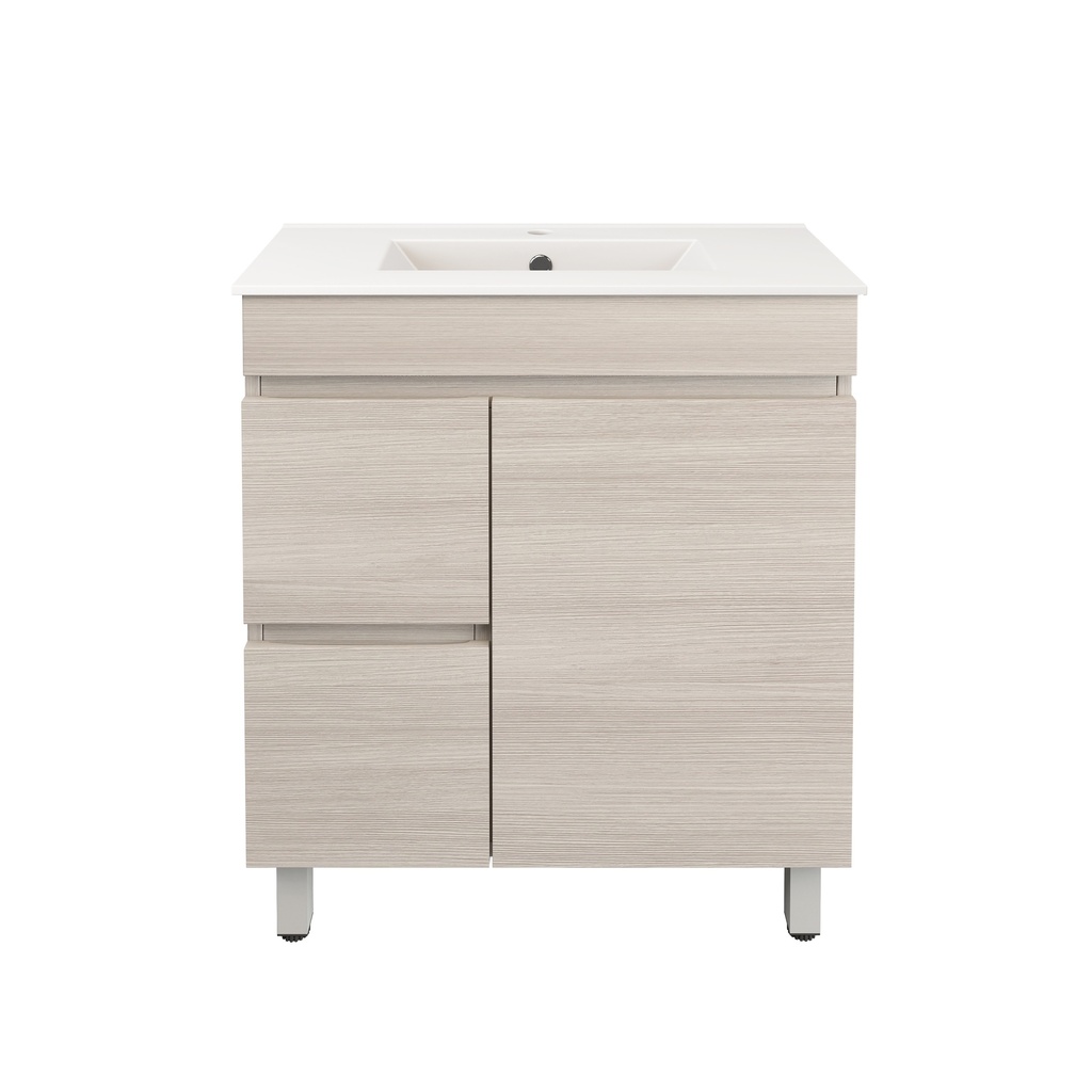 740X355X710mm Camden Modern Free Standing Cabinet Coastal Oak,Soft Closing Finger Pull Door,Left Hand Drawers