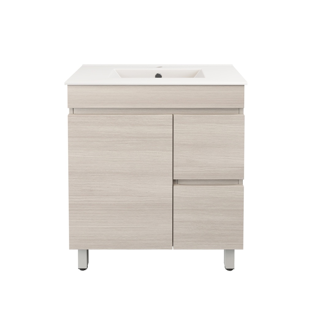 740X355X710mm Camden Modern Free Standing Cabinet Coastal Oak,Soft Closing Finger Pull Door,Right Hand Drawers