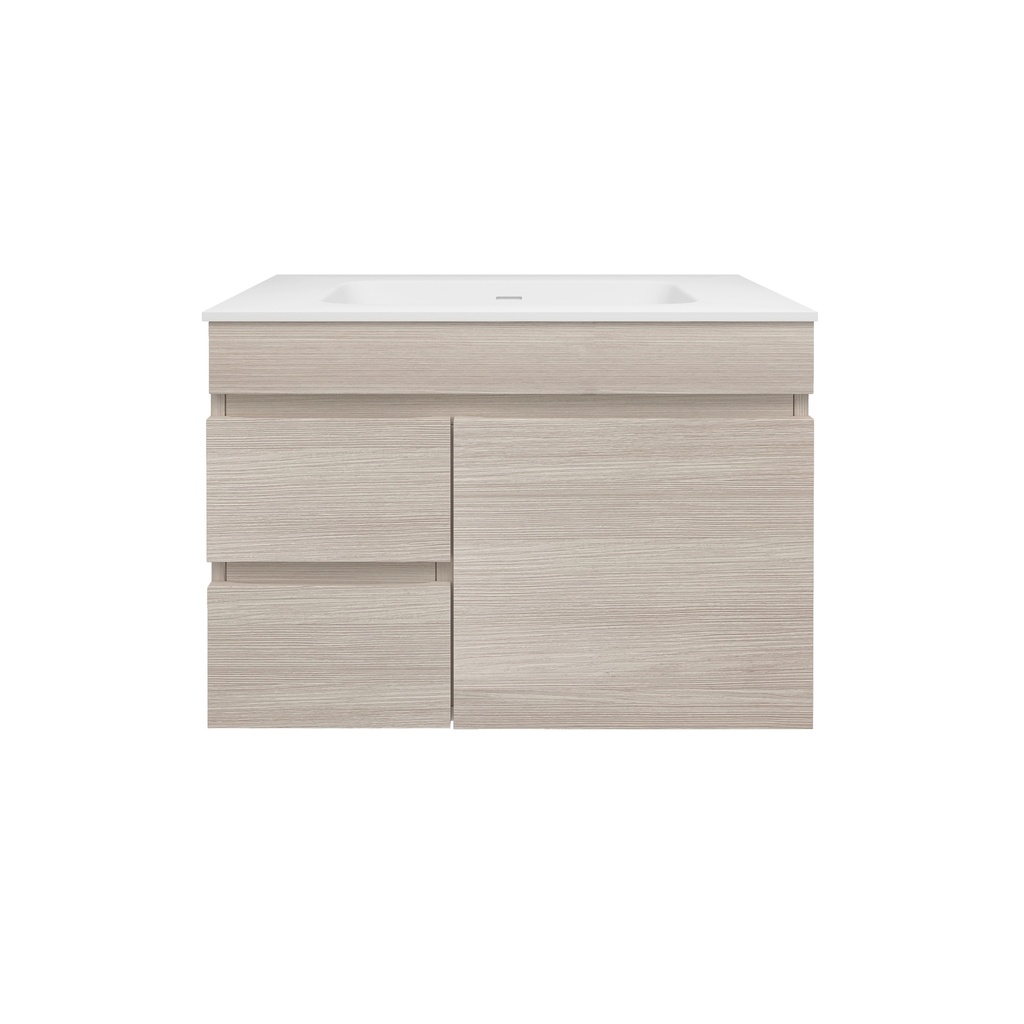 740X455X500mm Camden Mordern Wall Hung Cabinet Coastal Oak,Soft Closing Finger Pull Door,Left Hand Drawers