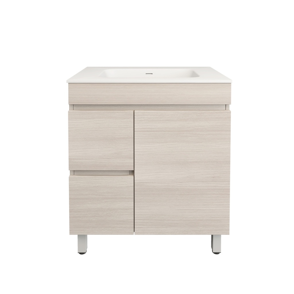 740X455X710mm Camden Modern Free Standing Cabinet Coastal Oak,Soft Closing Finger Pull Door,Left Hand Drawers