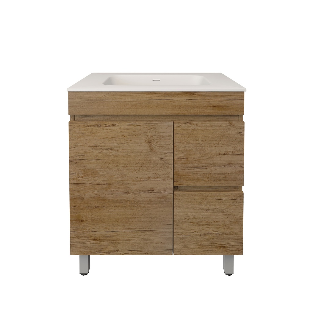 740X455X710mm Camden Modern Free Standing Cabinet Prime Oak,Soft Closing Finger Pull Door,Right Hand Drawers