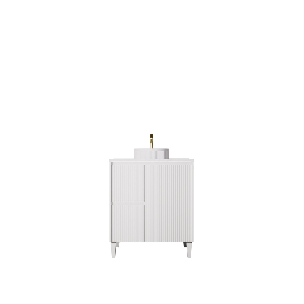 740x455x860mm Matte White Crete Modern Free Standing Vanity,Left Hand Drawers