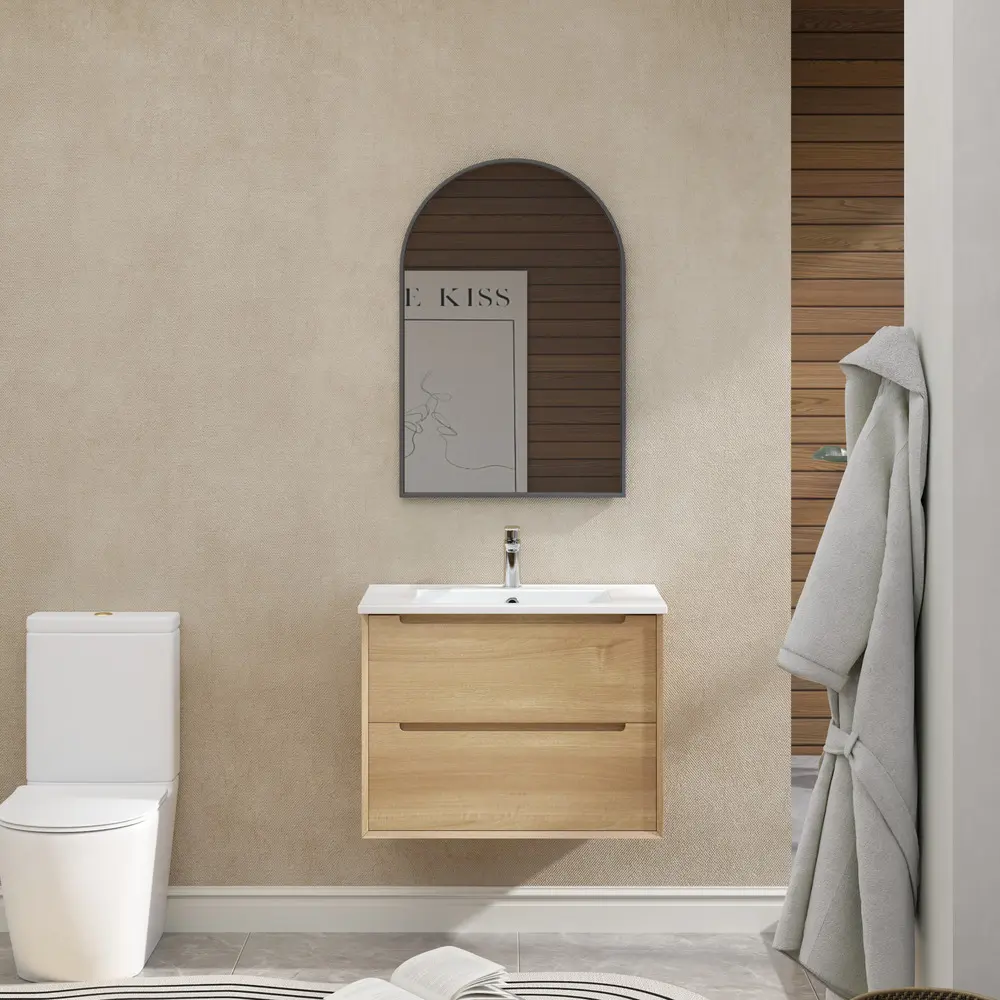 750mm Bell Collection Natural Oak Plywood 2 Drawers Wall Hung Bathroom Vanity Cabinet Only