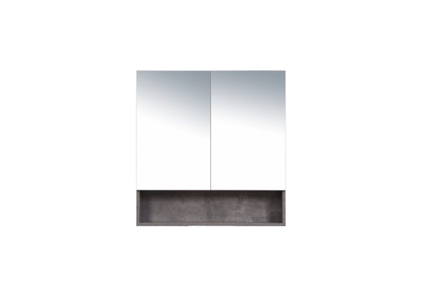 [50295] 750*150*780mm Rock Cemento Wall Hung Woodgrain Mirror Cabinet Two Doors