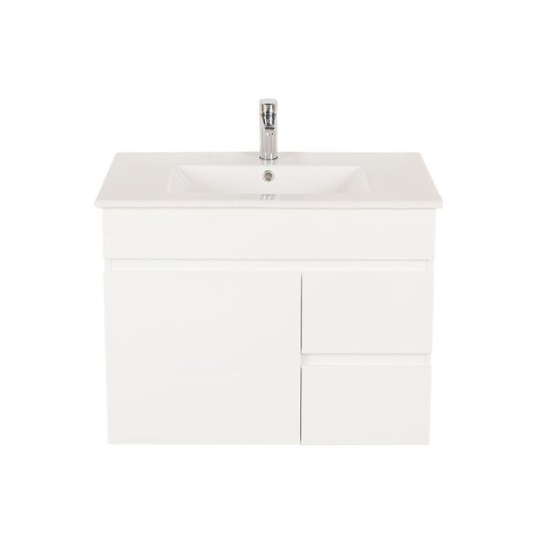 750*450*560mm Wall Hung Gloss White PVC Vanity Cabinet Only Right Drawer
