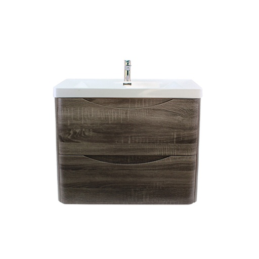 750*460*590mm Wall Hung Dark Grey Vanity Double Drawers With Poly Top