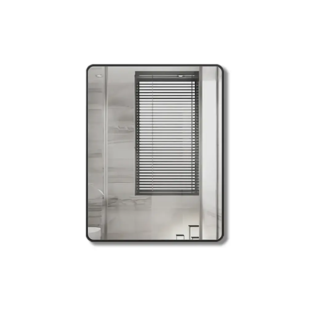 750*900MM PENCIL EDGE RECTANGLE PLAIN MIRROR MATTE BLACK FRAMED