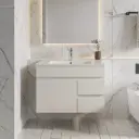 750mm Gloss White MDF 2Right Drawers 1 Left Door  Wall Hung Bathroom Vanity Cabinet Only