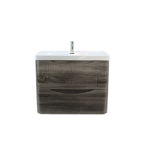 750mm Dark Grey MDF Board with PVC Vacuum Filmed Two Drawers Curved Wall Hung Vanity