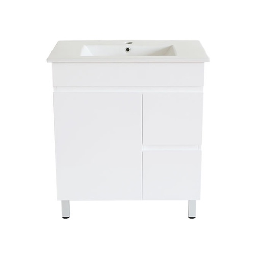 750Lx830Hx350Dmm Gloss White 2PAC MDF 2R/DW 1L/DR Freestanding Vanity