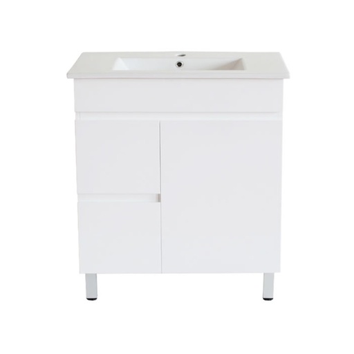 [92008/PVC73LL] 750Lx830Hx350Dmm Gloss White 2PAC PVC 2L/DW 1R/DR Freestanding Vanity