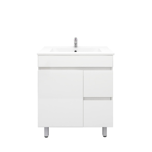 750Lx830Hx450Dmm Gloss White 2PAC MDF 2R/DW 1L/DR Freestanding Vanity