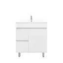 750mm Freestanding Bathroom Vanity Cabinet PVC Left Drawer Gloss White