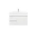 750mm Wall Hung Bathroom Vanity Cabinet PVC Left Drawer Gloss White