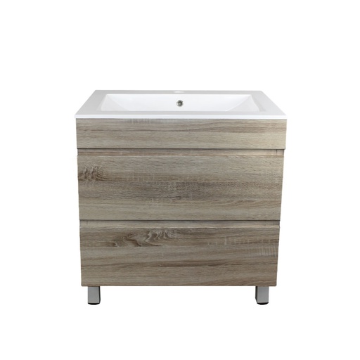 [93037/WO7546L] 750mm White Oak MDF 2 Drawers Freestanding Bathroom Vanity Cabinet Only