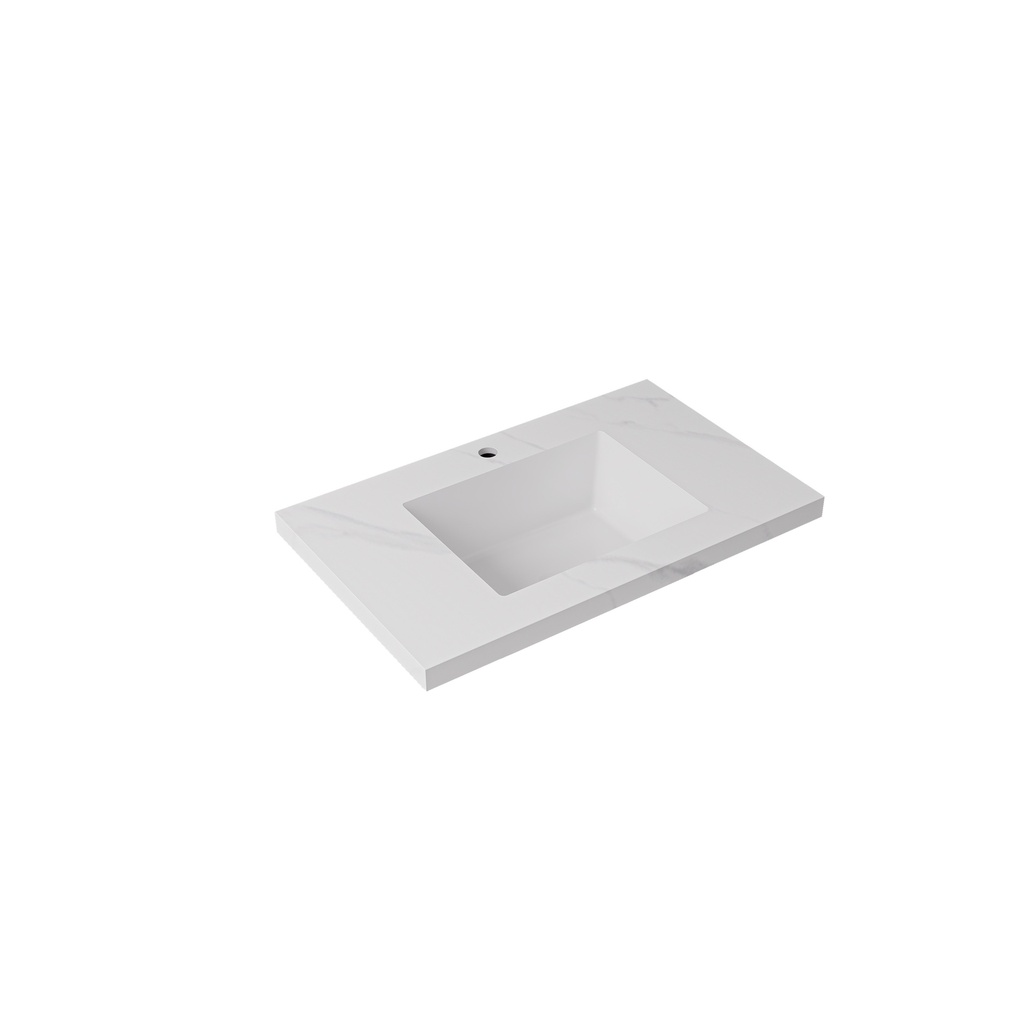 [56760] 750x460x190mm Carrara White Sintered Stone Seamlessjoined With Fine Ceramic Basin