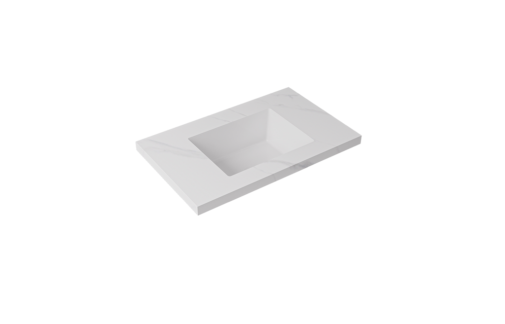 750x460x190mm Carrara White Sintered Stone Seamlessjoined With Fine Ceramic Basin Single Bowl No Tap Hole