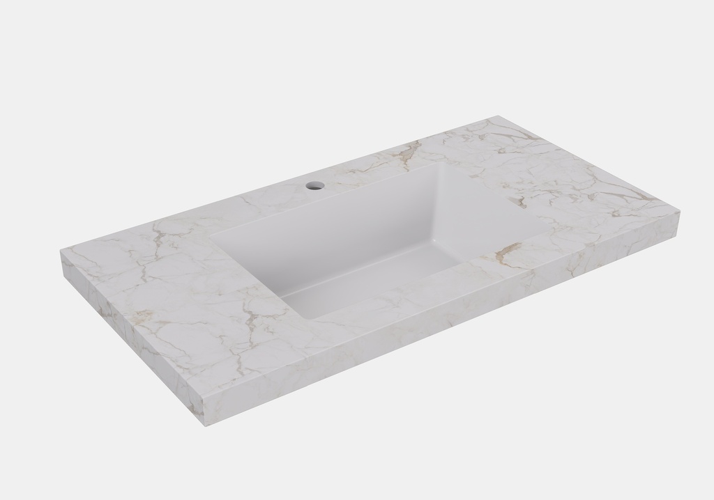 755X465X50mm Carrara Gold Sintered Stone Semless Joined With Fine Ceramic Basin Stone Single Bowl