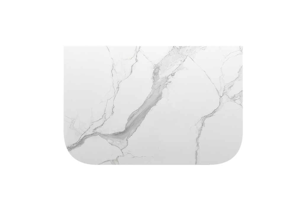 758x503x15mm White Marble Look Sintered Stone Top Matte Finish Rounded Corner Benchtop