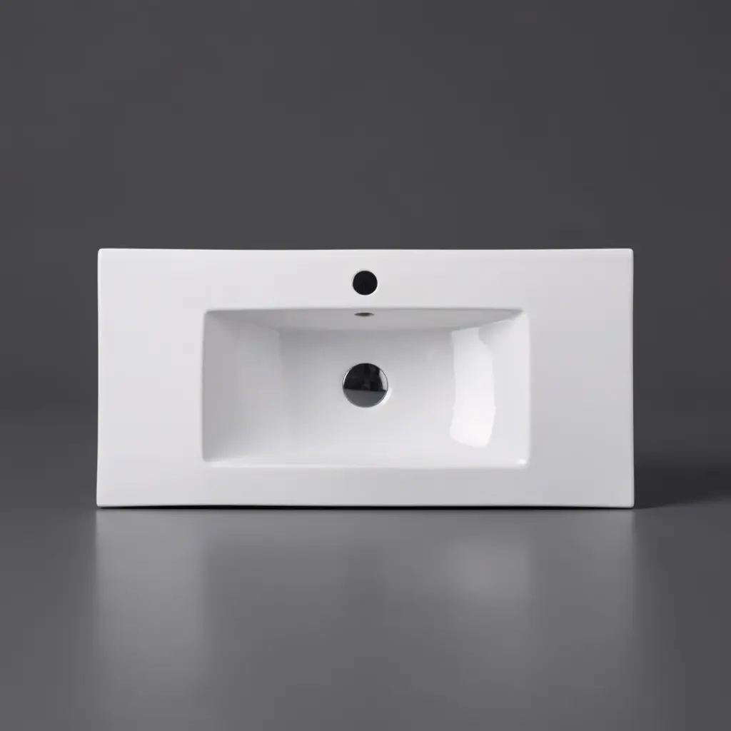 760*370*190mm Gloss White Slim Ceramic Top With Mixer Hole