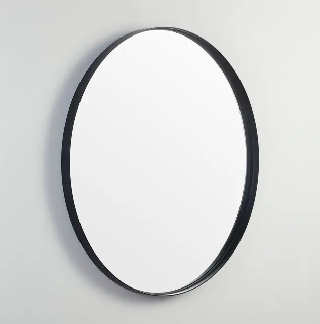 800X800X35mm Matte Black Orbis Frame Mirror